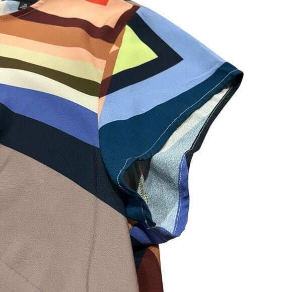 Eloquii Multicolor Geometric Pattern Striped Shift Dress - Picture 7 of 10